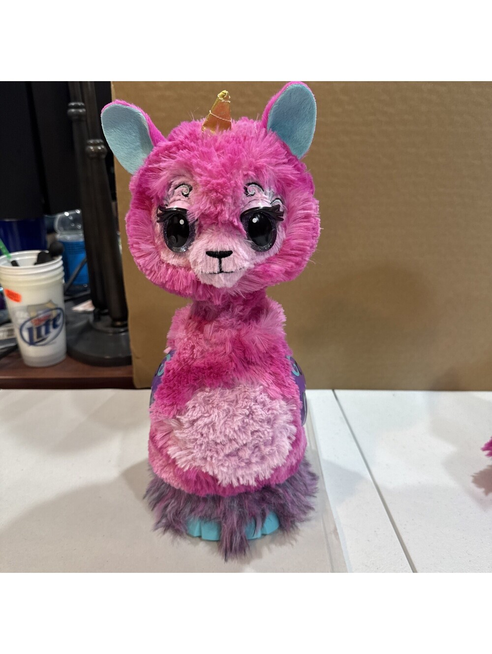 Hatchimals Unicorn Pink Llamacorn Interactive Toy Llama 10 Moods Neck Extends